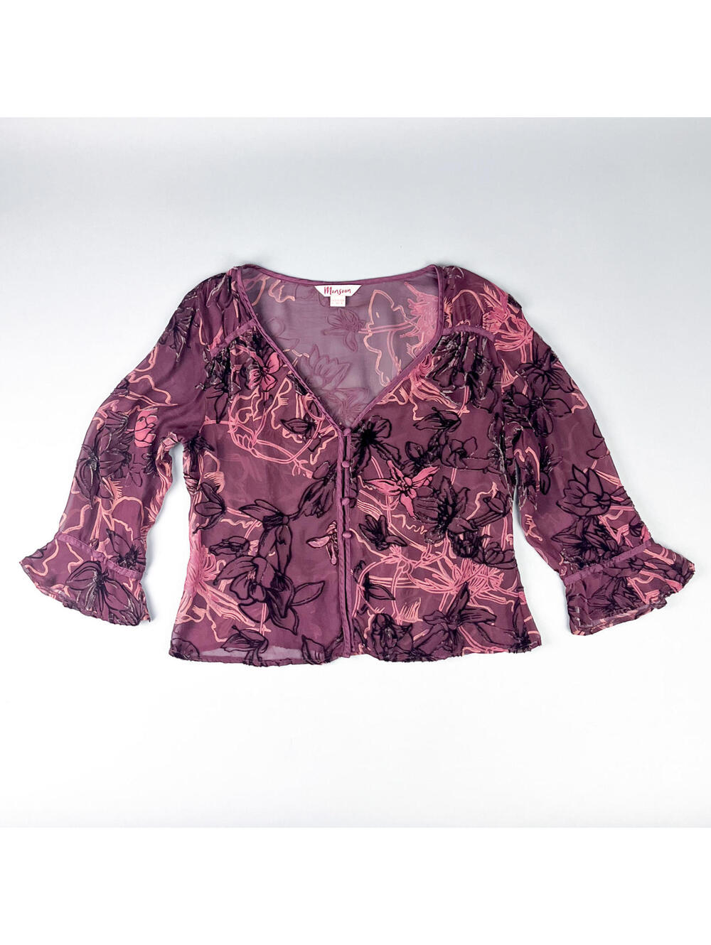 Y2K Fairy Blouse, Vintage Floral See Through Floral Button Up Top